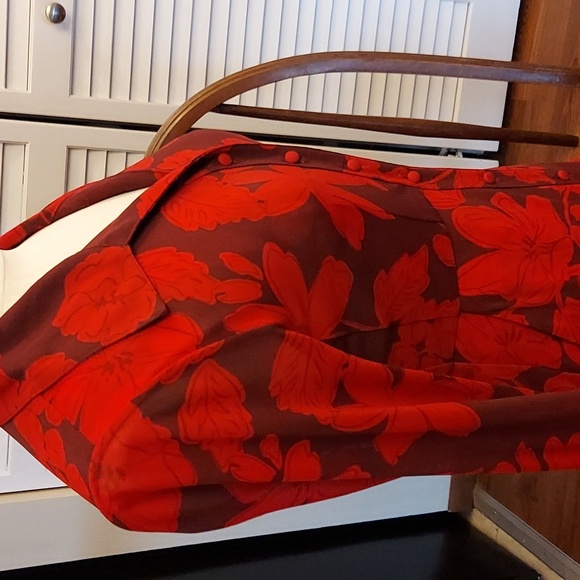 CAbi Red Floral Long Sleeve Dress - Picture 5 of 8